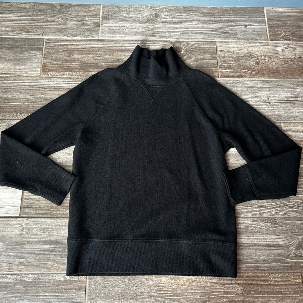 Banana Republic Black Brushed Waffle Knit Long Sleeve Top Sweater Womens M